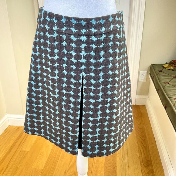 Boden Skirt Wool Polka Dot Pleated A-Line Brown Blue (10) - Picture 1 of 8